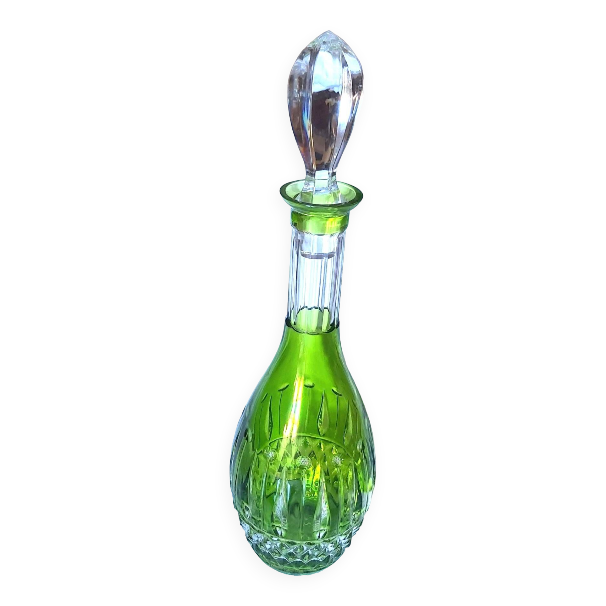Green Baccarat cut crystal carafe