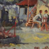 Italian popular scene signed painting oil on board