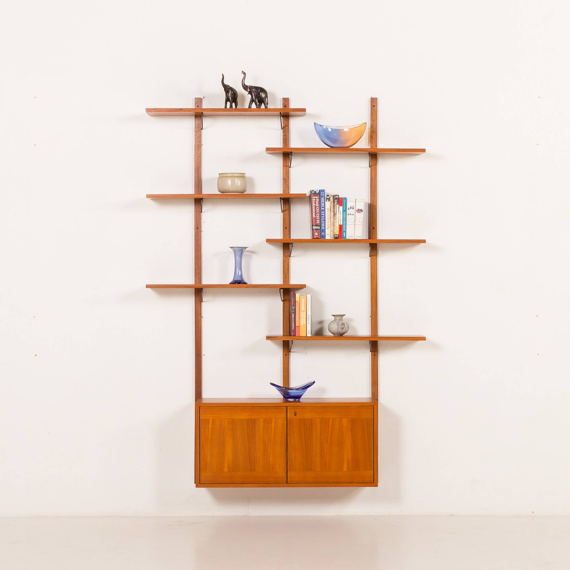 Scandinavian mid-century teak wall unit, 1970s