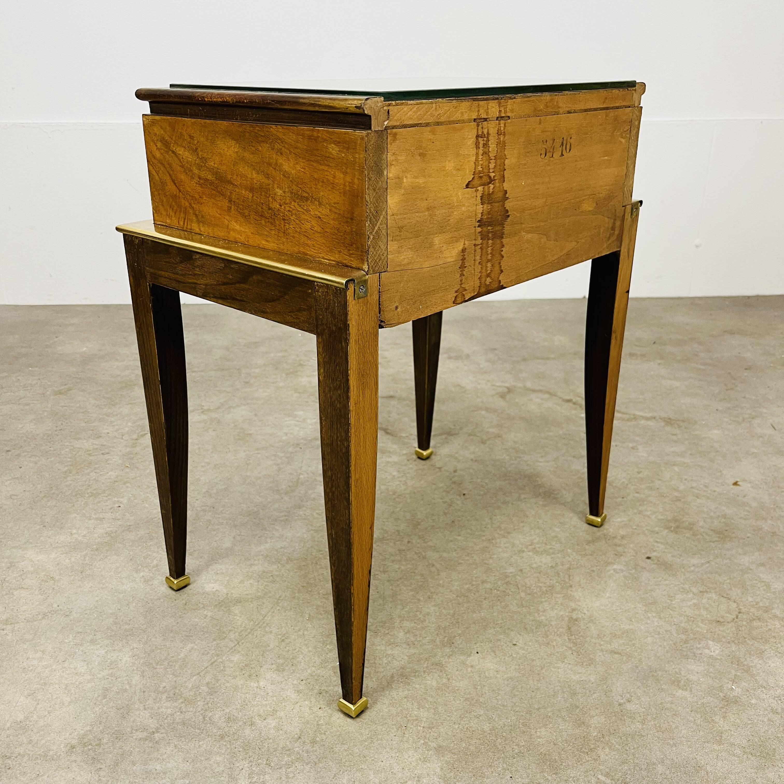 Art Deco mirror and brass bedside table