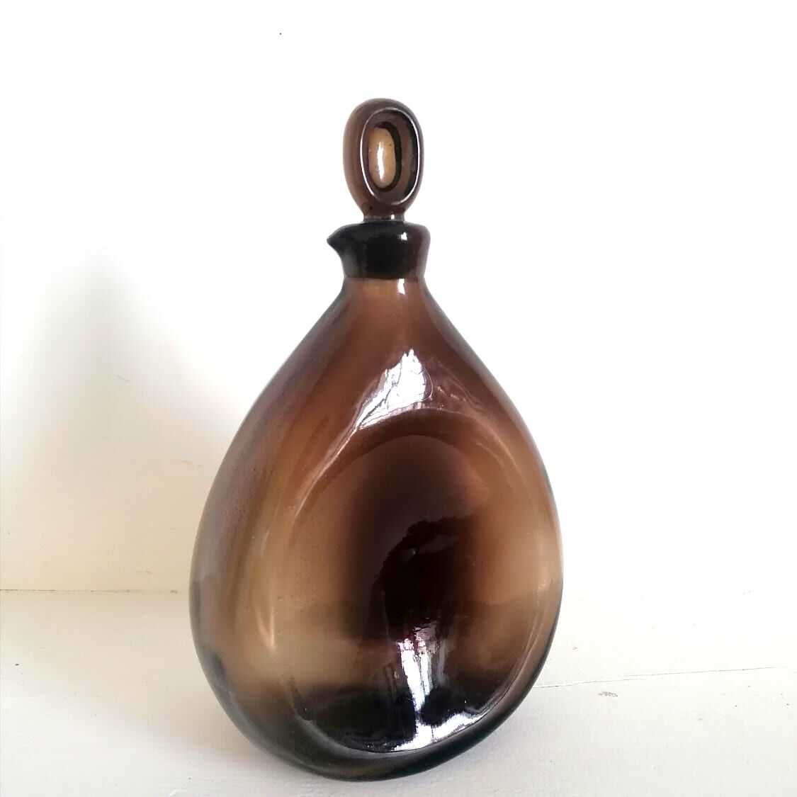 Carafe à liqueur verre ambré 1970