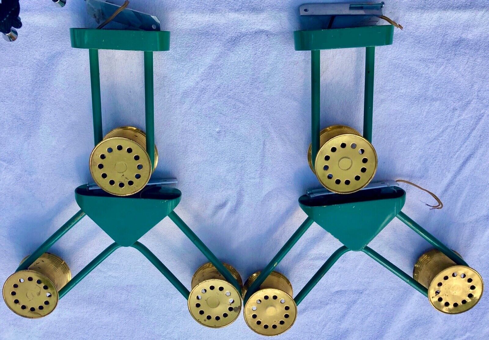 suite of 2 pairs of wall lamps 1940/1950 green & gold DLG Jean Royere VINTAGE