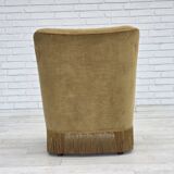 1970s, Danish lounge chair, light green furniture velour, beech wood.