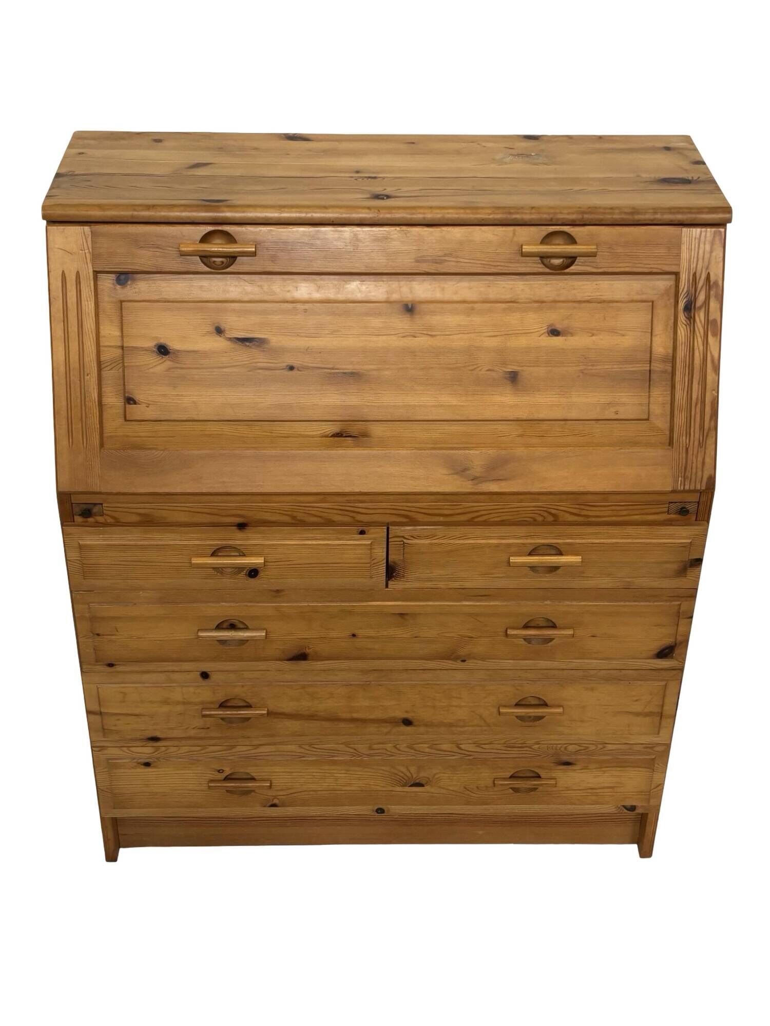 Vintage pine secretaire workstation desk, 1980s design