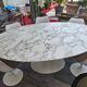 Knoll & eero saarinen, oval table "tulip", 198x121cm calacatta marble