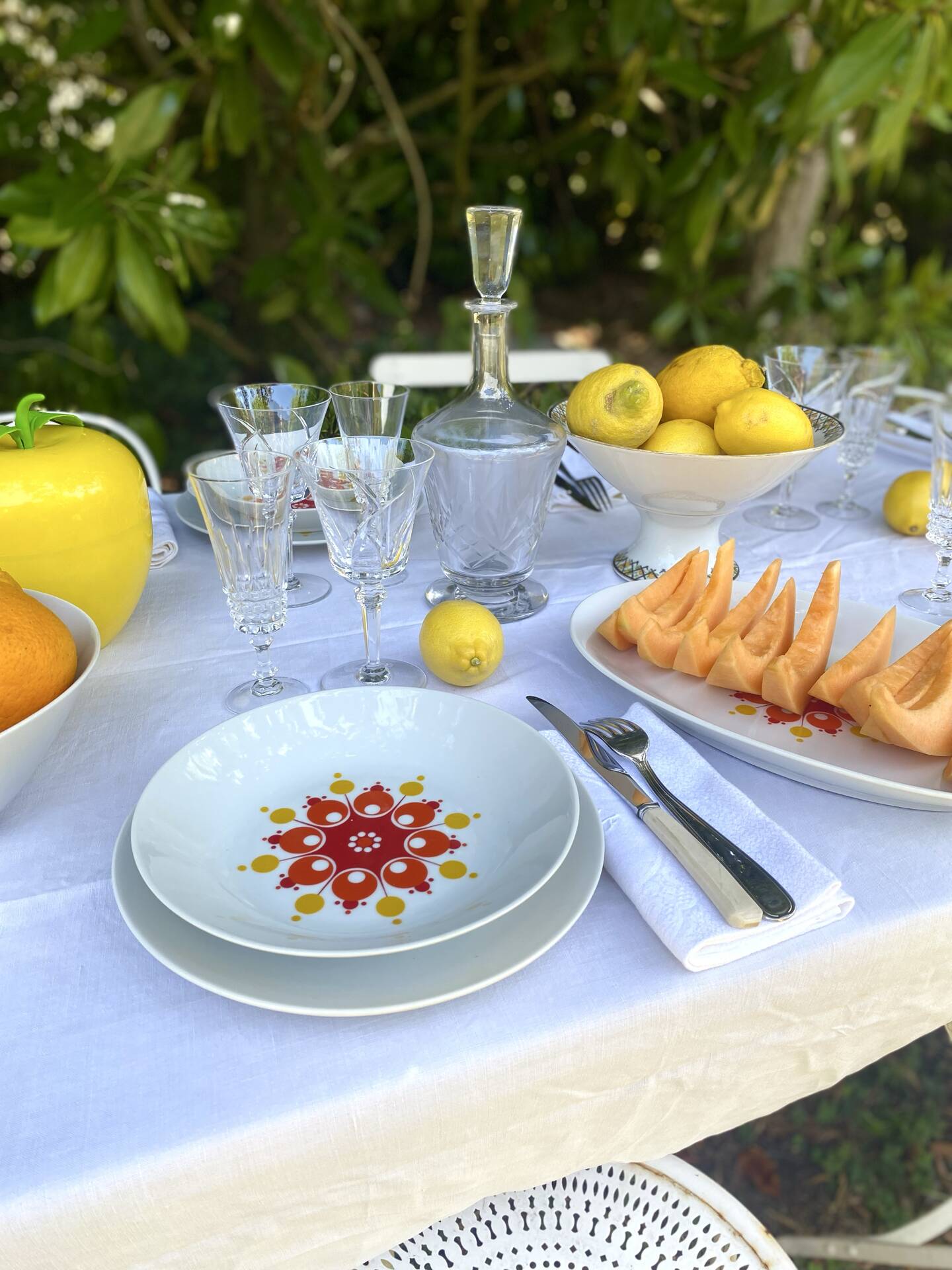 Service de table vintage Winterling, 20 pièces, décor pop années 70