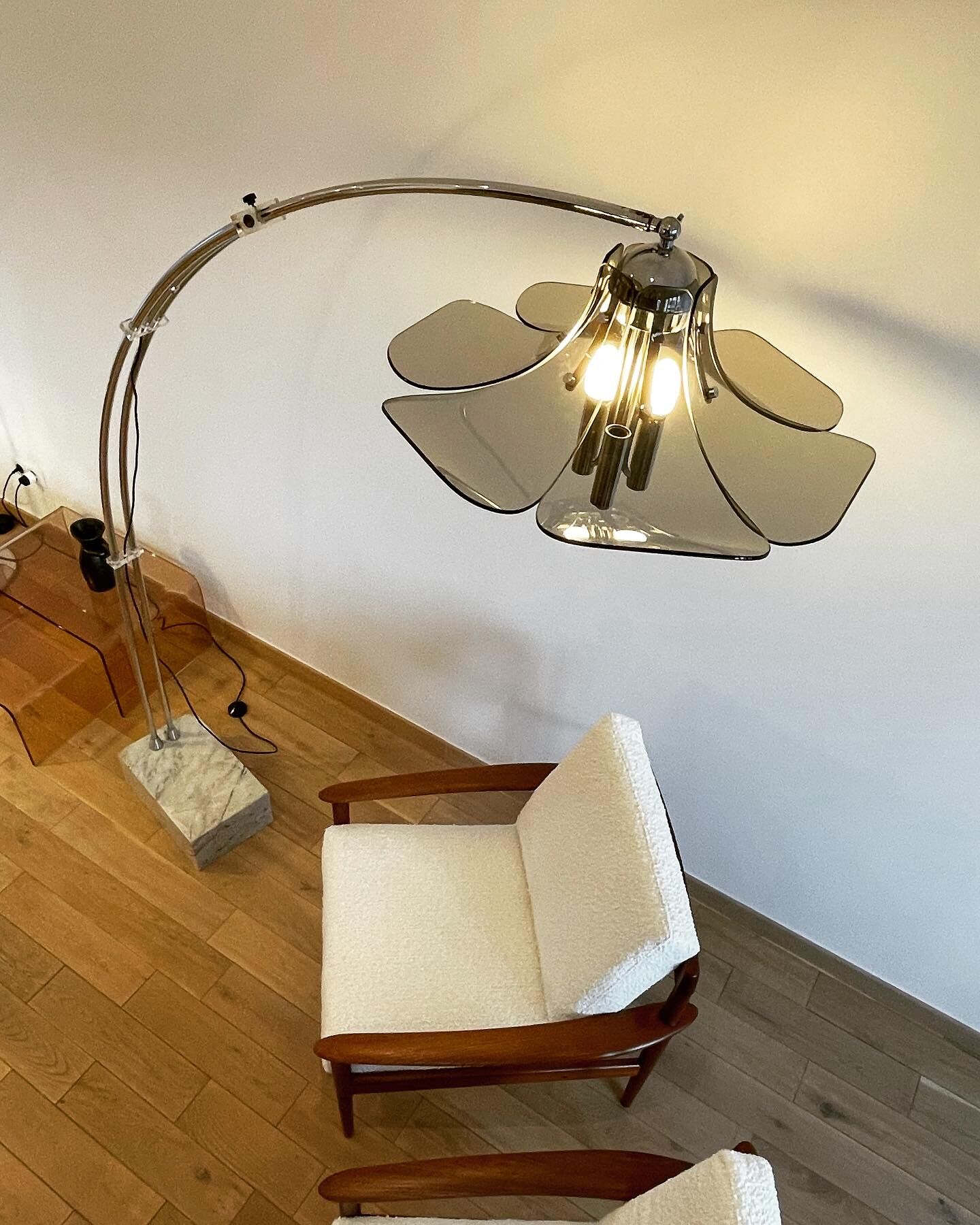 Floor lamp arc flower adjustable, italy, 1960