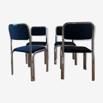 Lot de 4 chaises en acier chromé