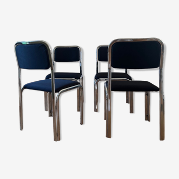 Set of 4 chrome steel chairs
