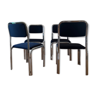 Lot de 4 chaises en acier chromé