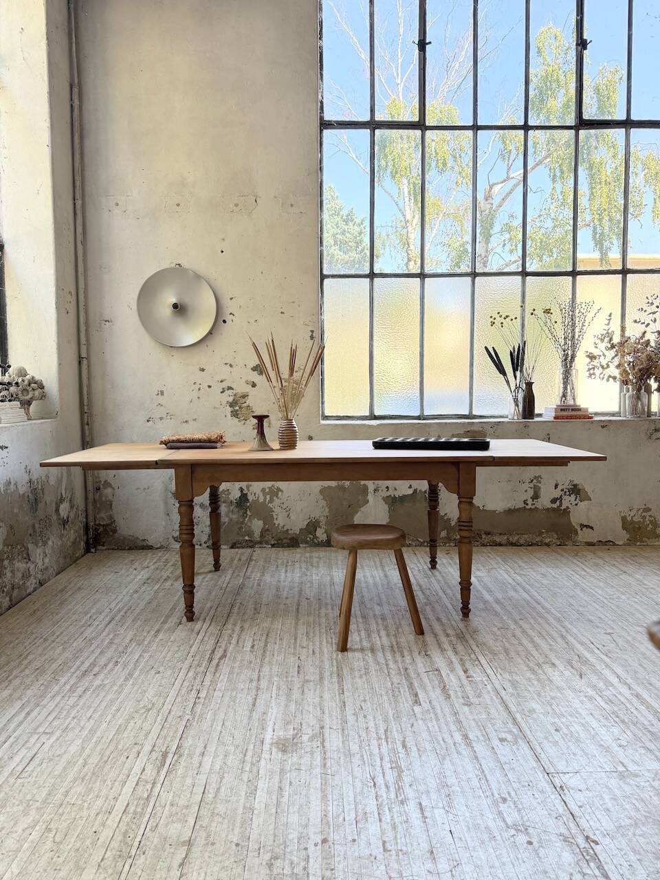 Table de ferme noyer à rallonges 150-250cm