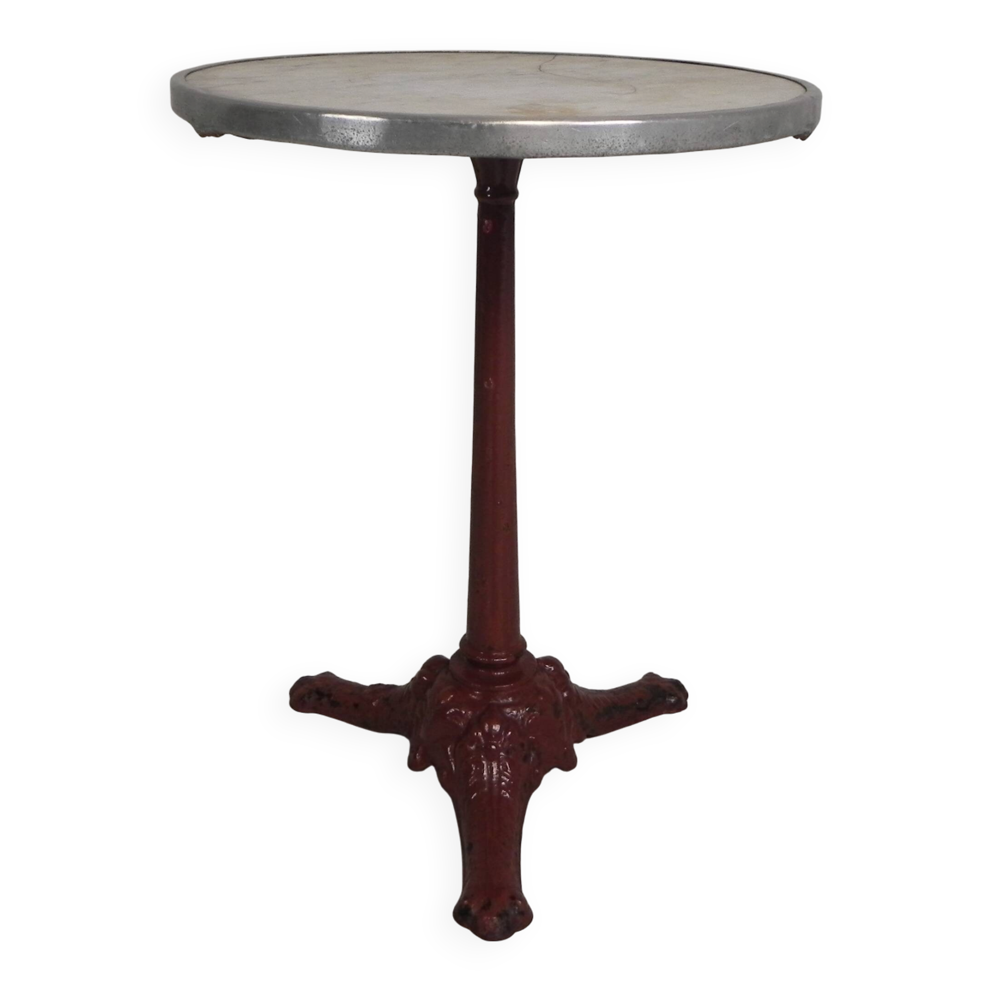 Bistro table with cast iron legs and marble top, 1920s.