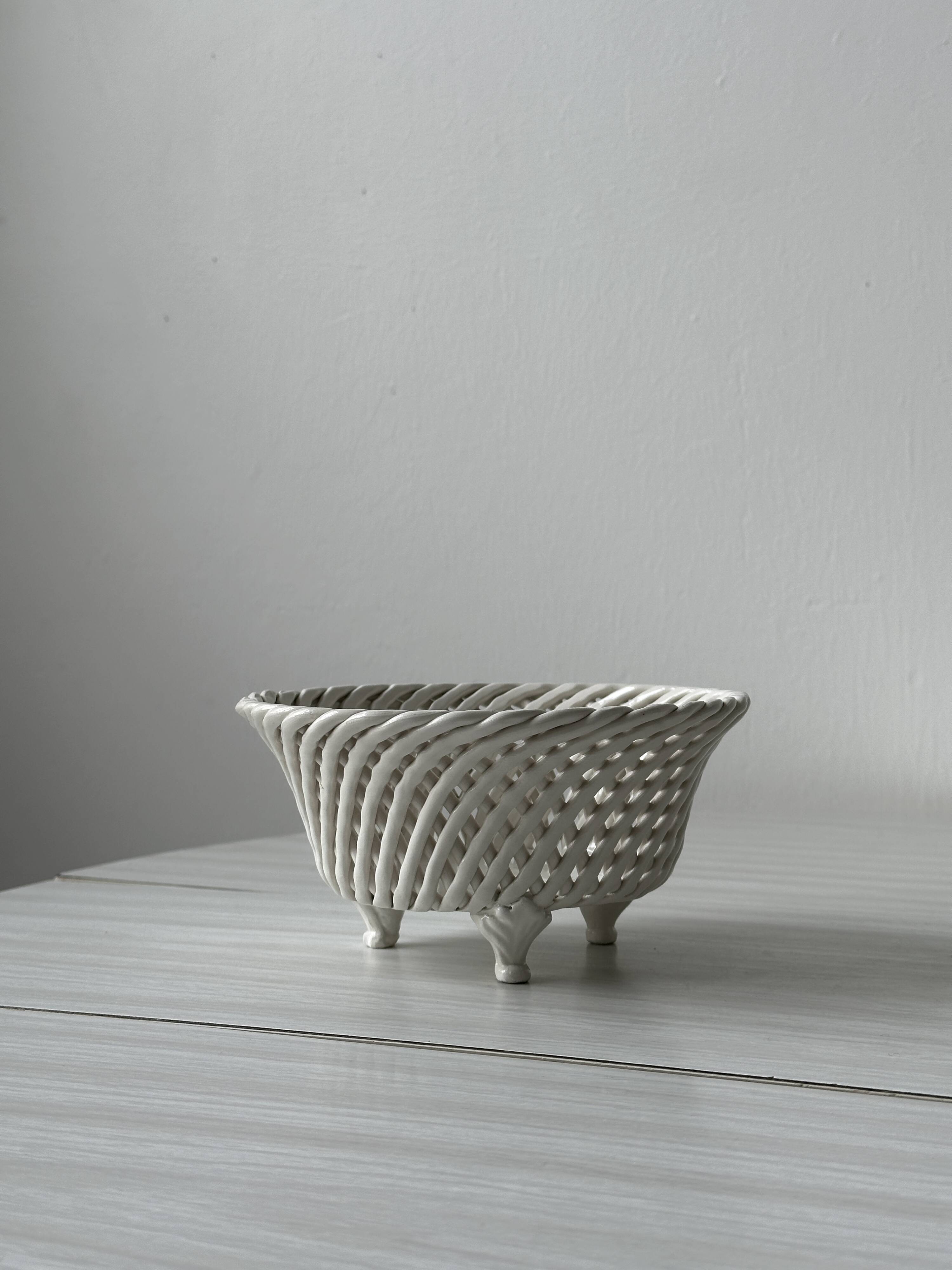 Bowl - braided salad bowl in French ceramic