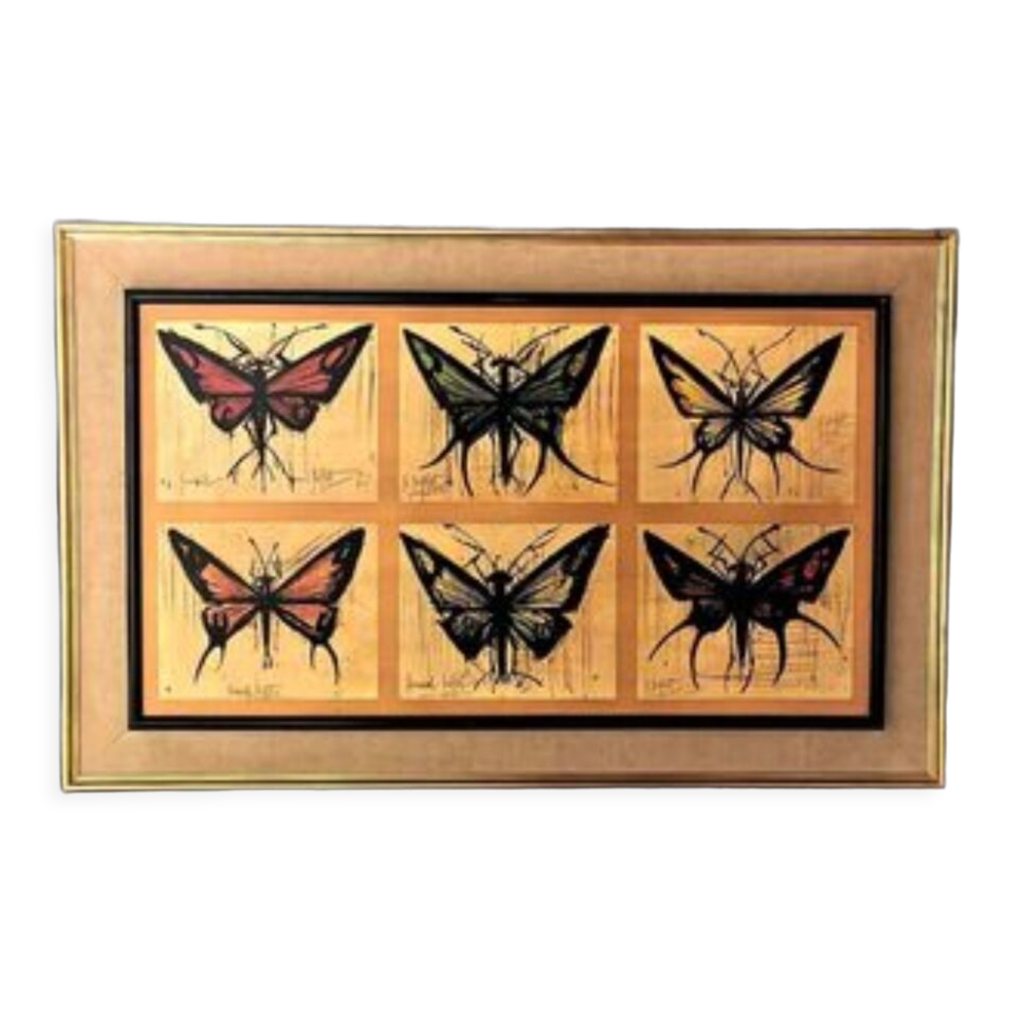 Old painting Butterflies Bernard Buffet 70's
