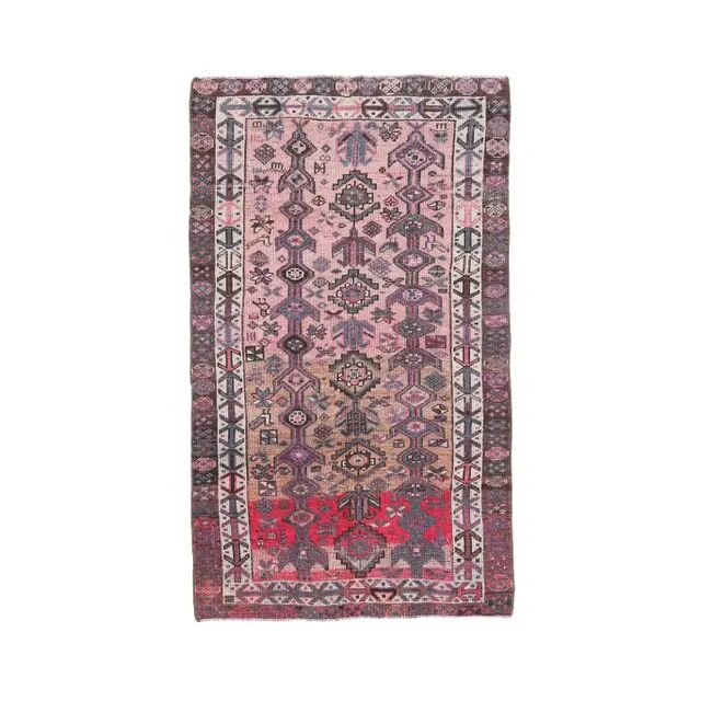 Vintage Turkish Oushak Handmade Cotton Pink Wool Area Rug 120x206