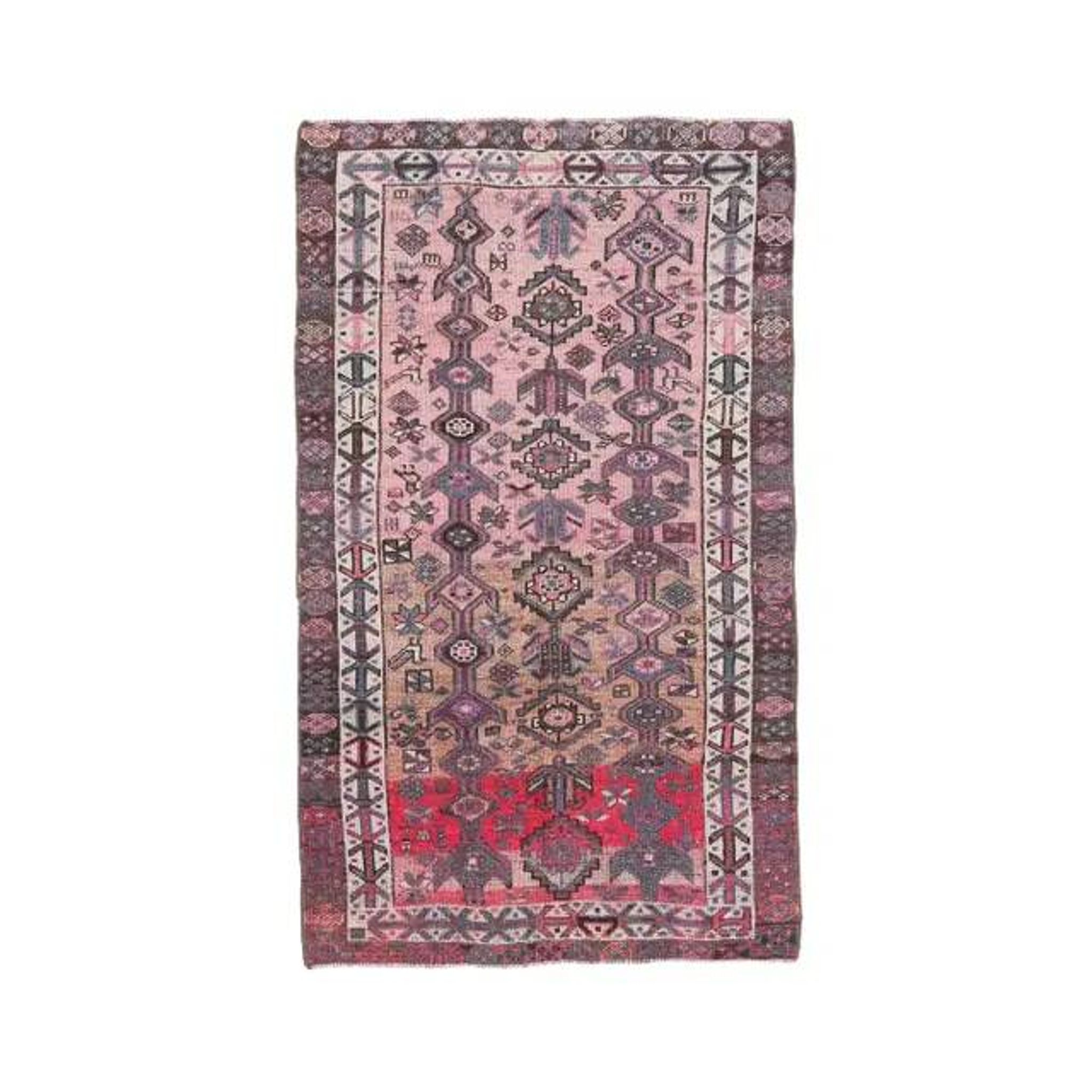 Vintage Turkish Oushak Handmade Cotton Pink Wool Area Rug 120x206