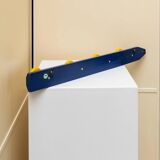 Vintage 1980s pencil-shaped wardrobe - Pierre Sala style - postmodern Memphis design - blue and yellow - 1980s