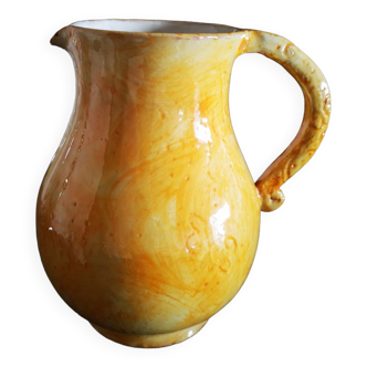 Enamelled terracotta pitcher - Signed Roux Dieulefit