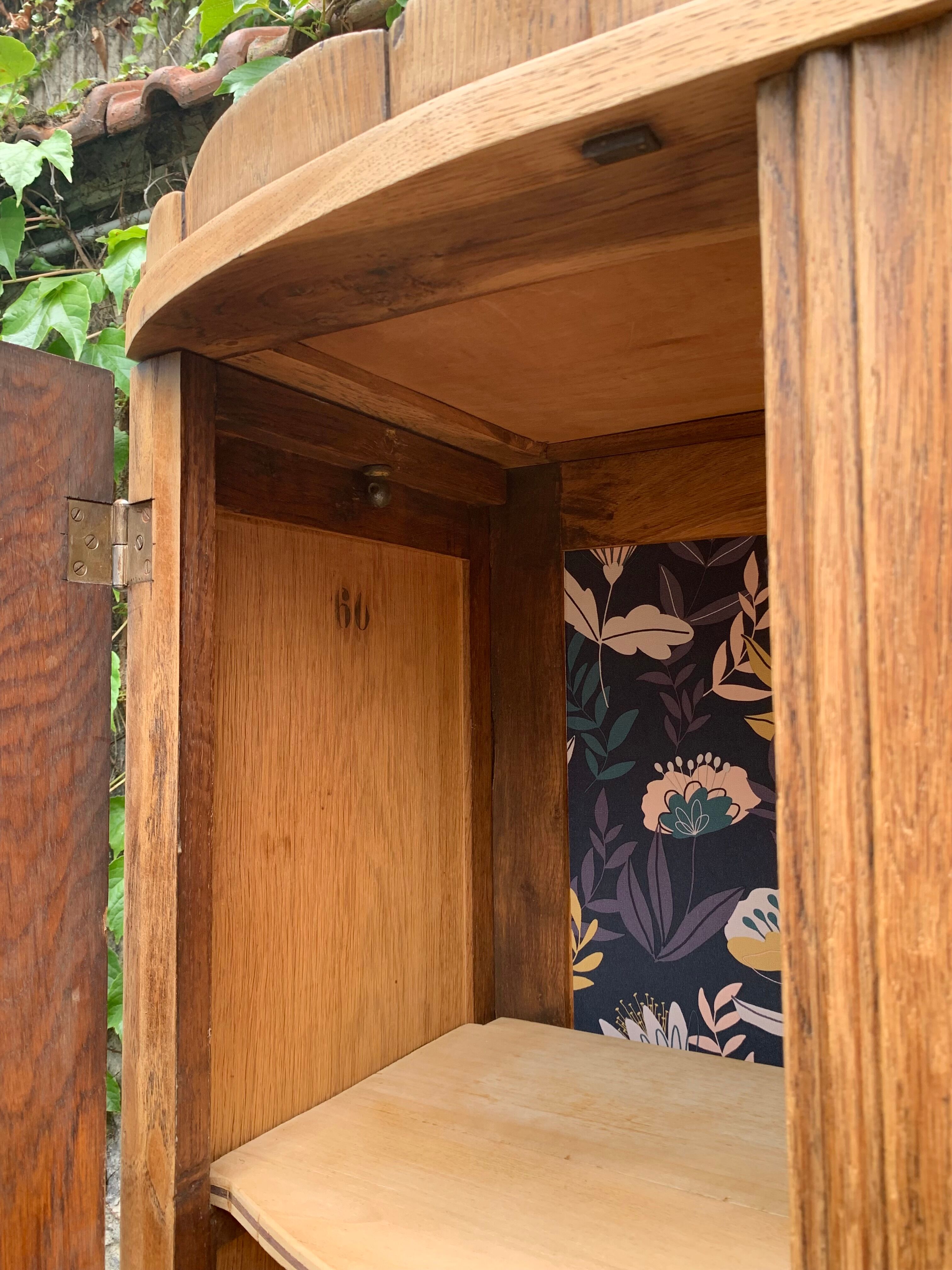 Parisian art deco wardrobe solid raw oak 1930