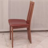 Lot of 6 dining room chairs '70, similar to Pietro Costantini ELLO chairs. Leather and wood.