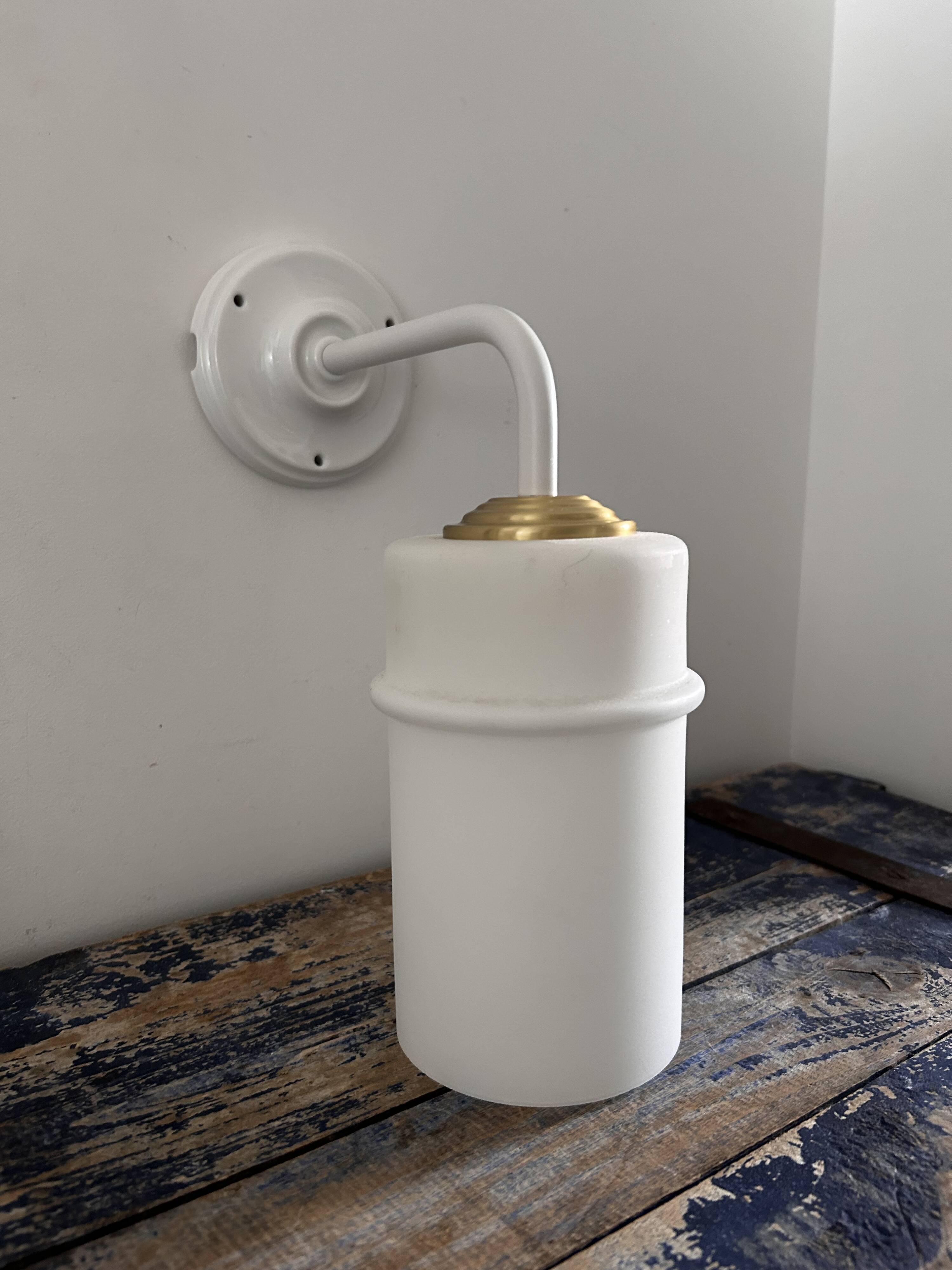 Vintage white opaline wall light