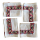 Set of 4 embroidered cross-stitch aperitif napkins - Cotton - 32x27 cm