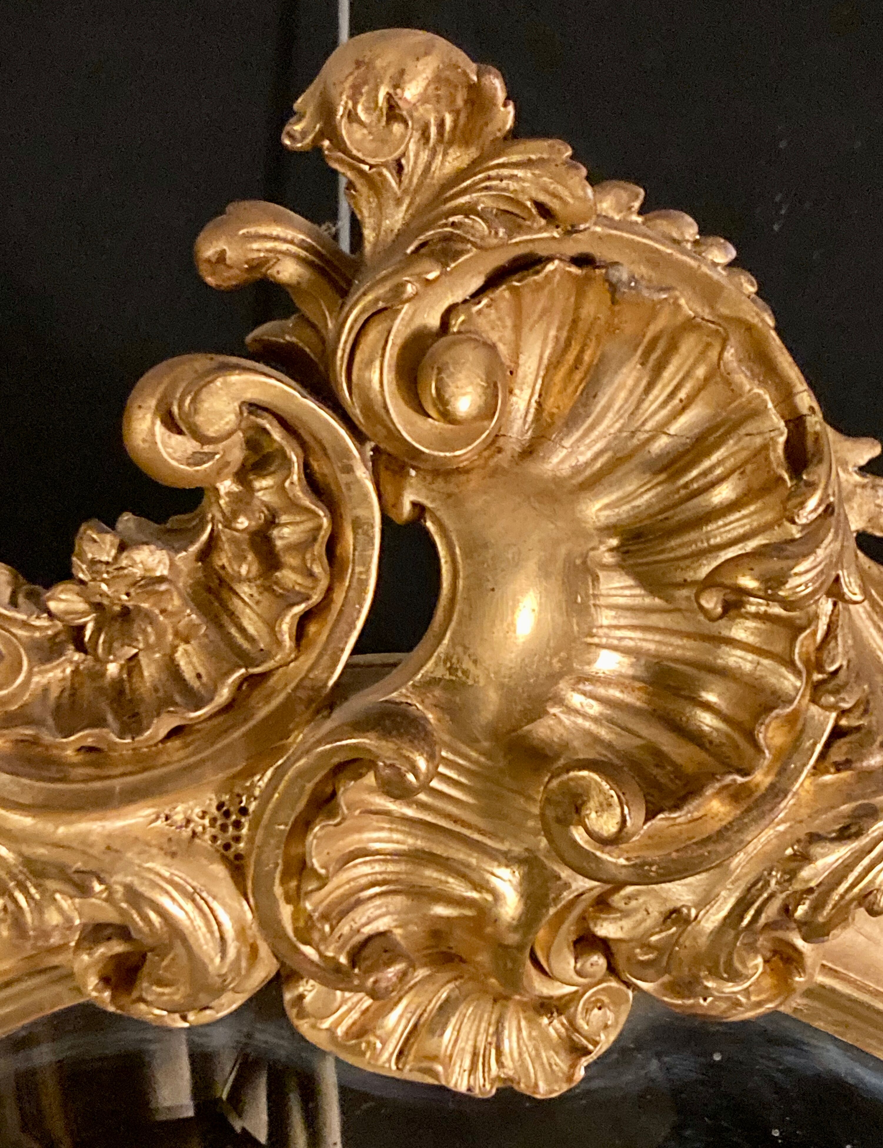 Large oval mirror in gilded wood