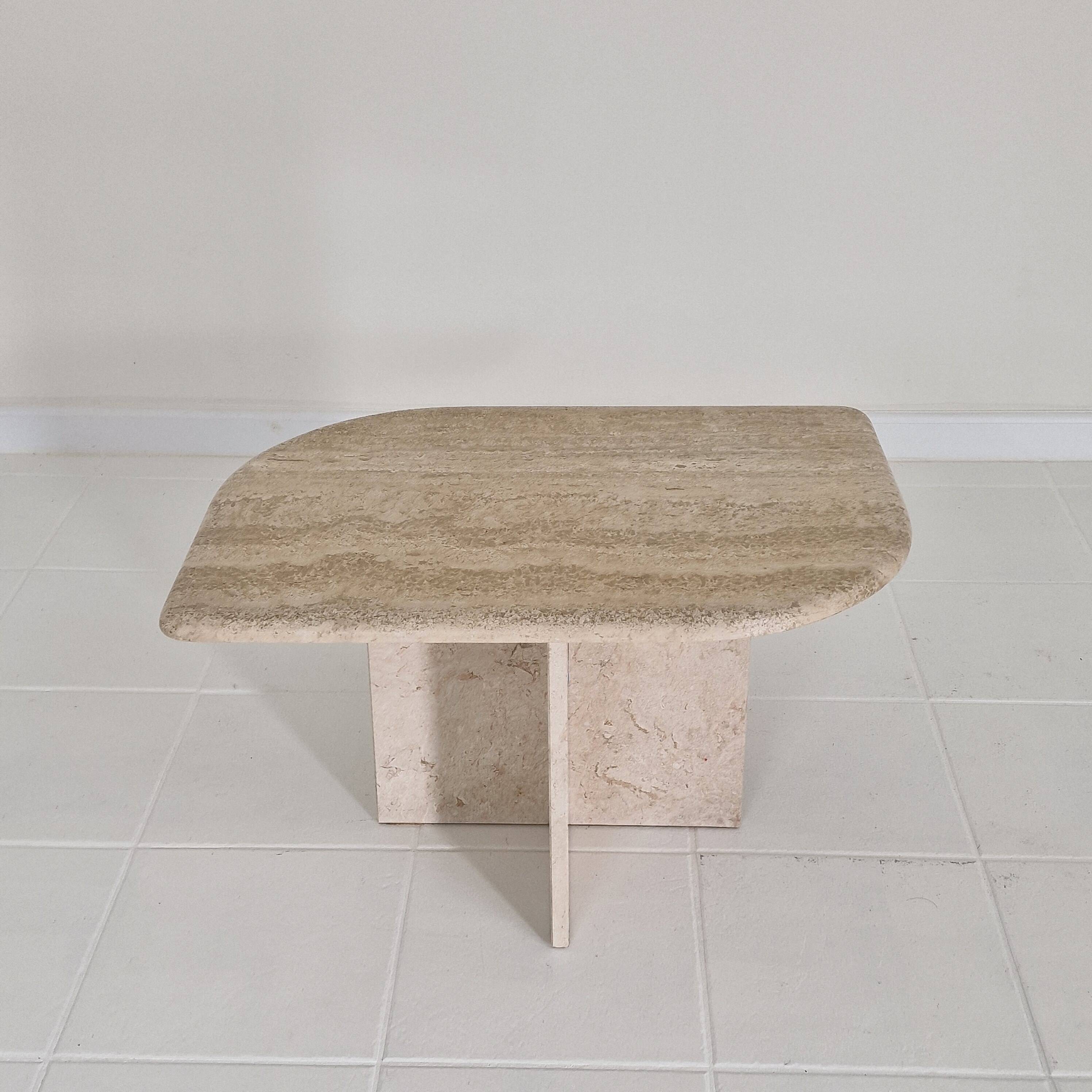 Travertine Coffee or Side Table in Teardrop Shape, Italy 1980s