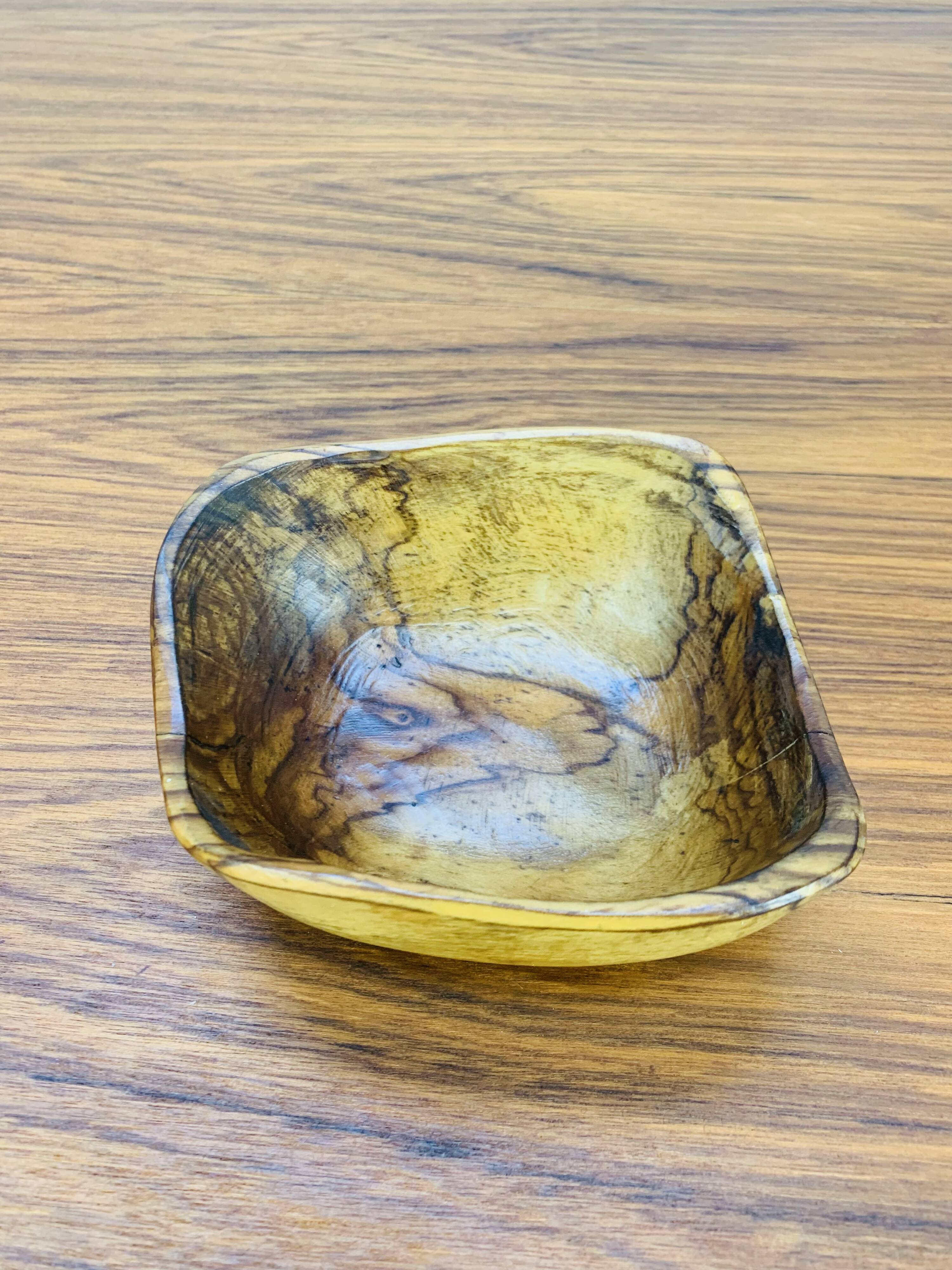 Brutalist vintage olive wood empty pocket