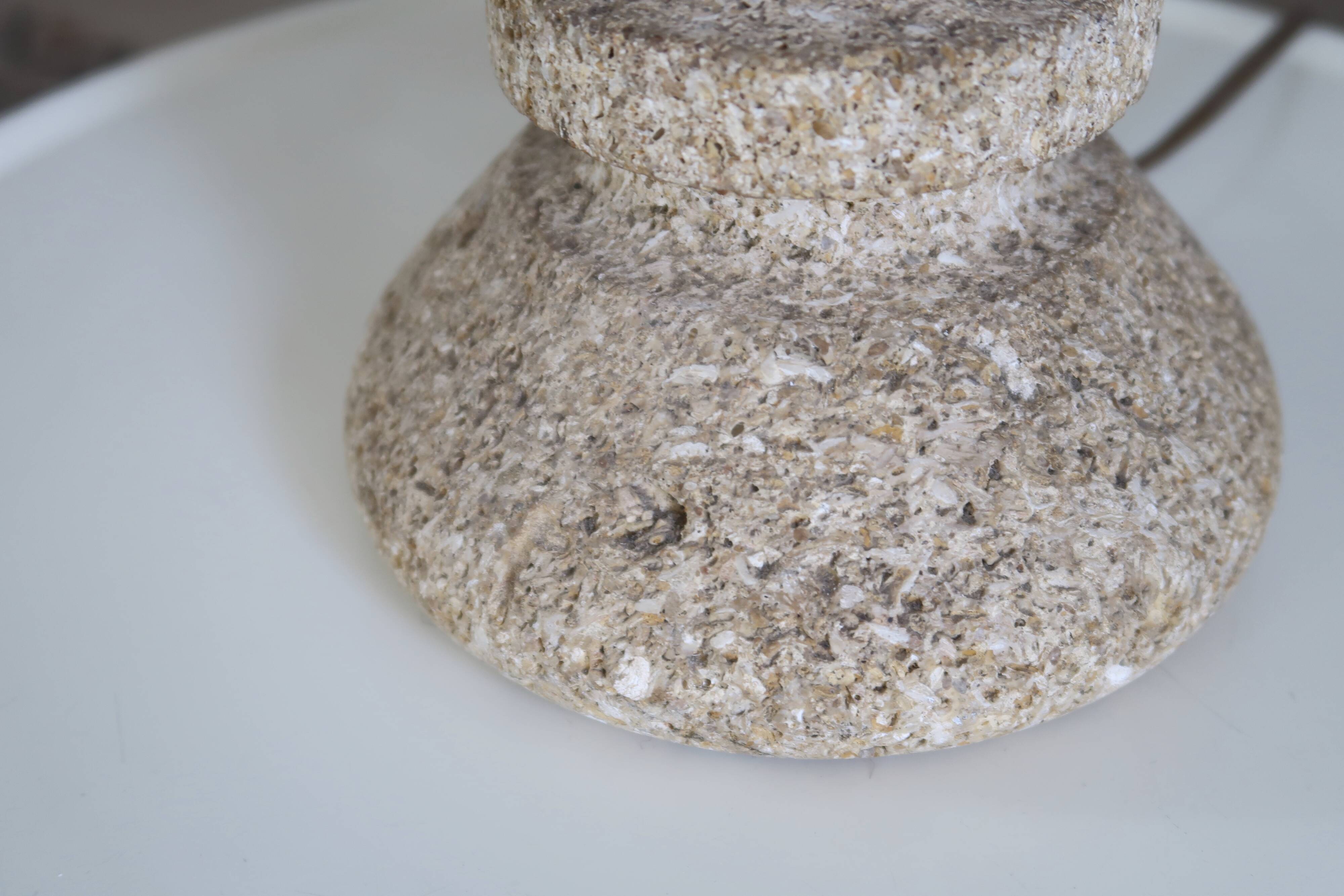 Stone lamp, herbarium lampshade, 60s