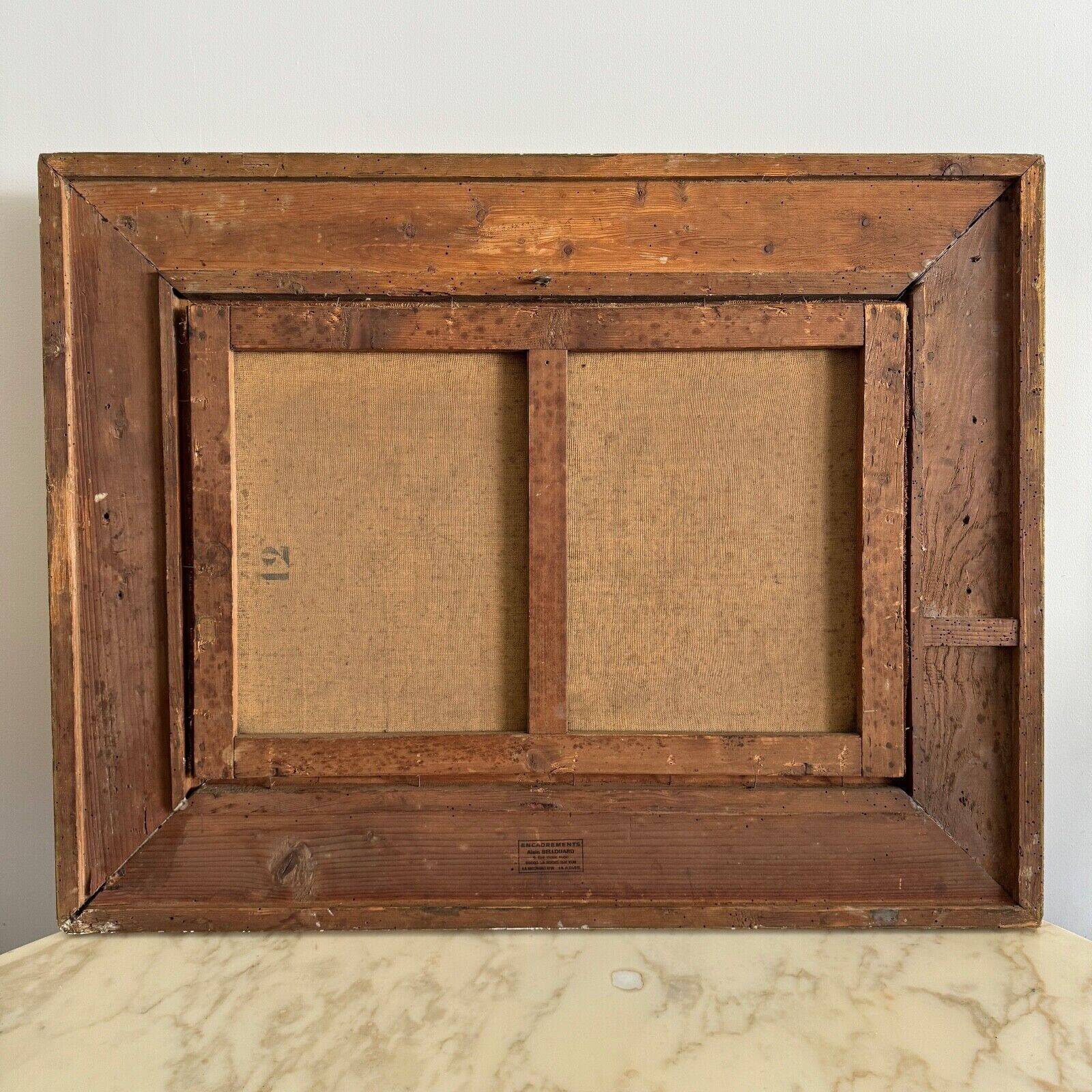 Oil on canvas by F. Lemoine the port of Nantes late 19th century stucco frame