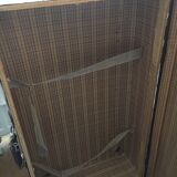 Set 2 vintage suitcases in vulcanized fiber and leather