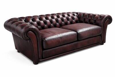 Brown tufted English Chesterfield leather sofa