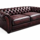 Brown tufted English Chesterfield leather sofa