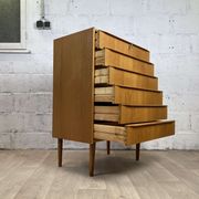 Scandinavian chest of drawers 6 vintage oak drawers, 60s