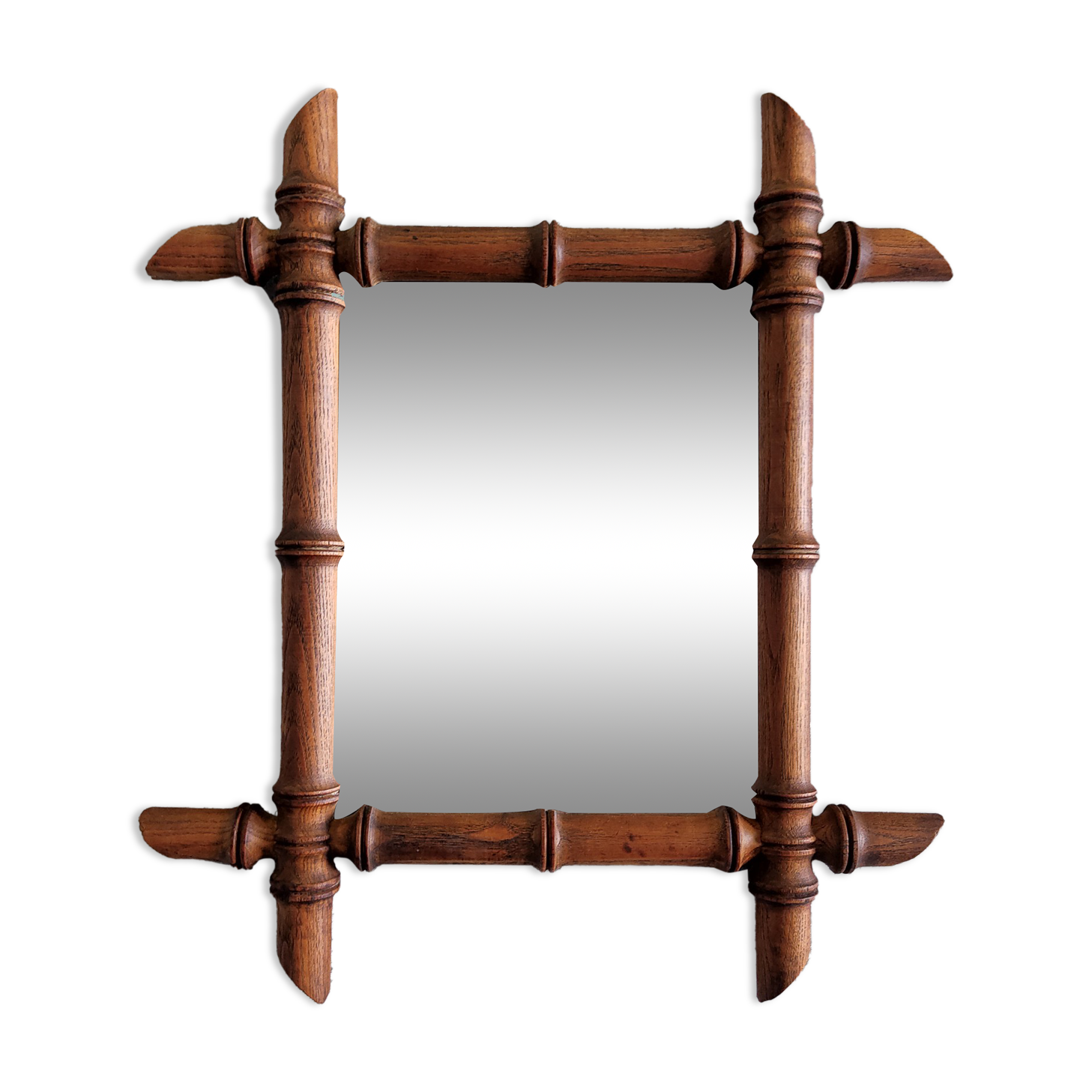 Wooden barber mirror imitation bamboo from the 20s