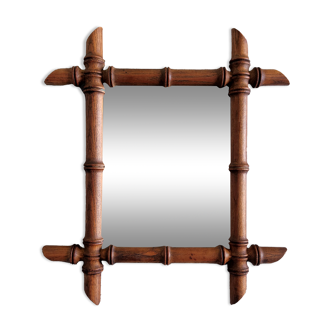 Miroir de barbier en bois imitation bambou des années 20
