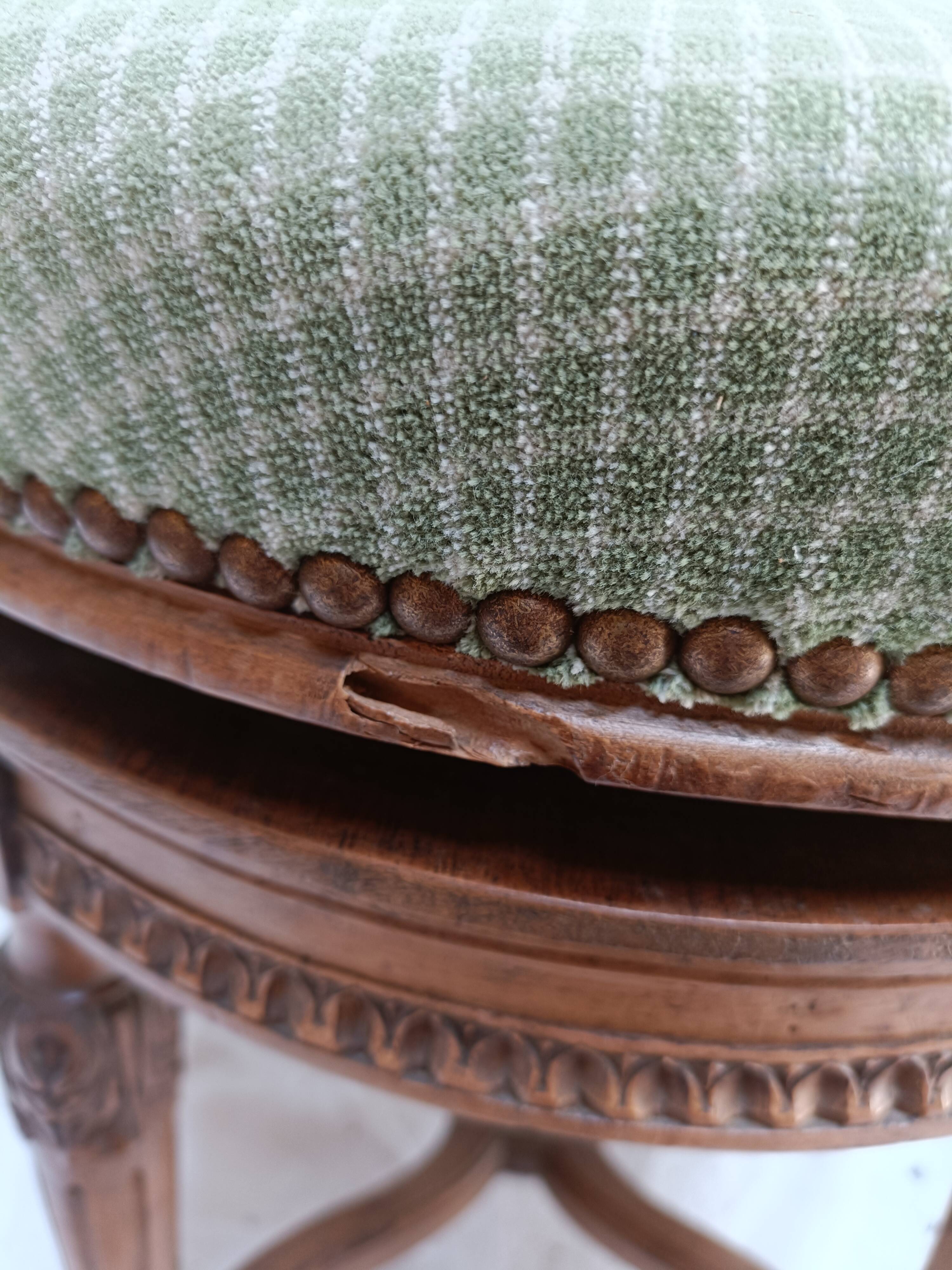 Louis XVI style piano stool in walnut
