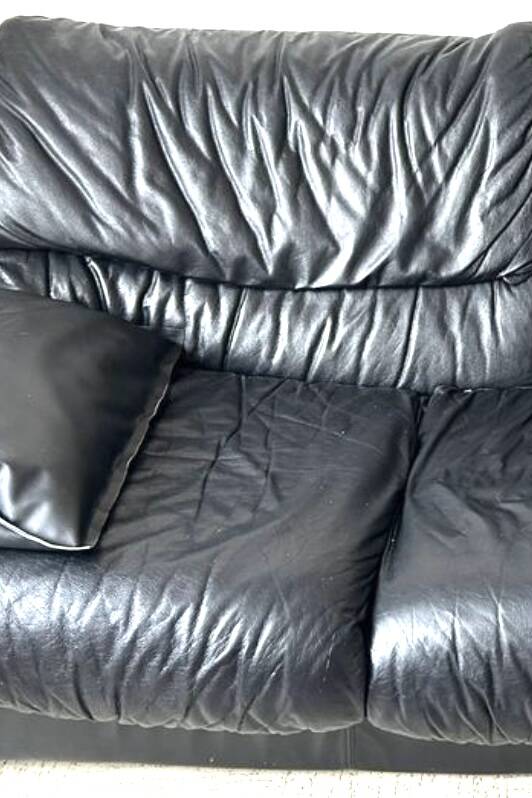 Vintage black leather sofa