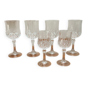 6 verres à pied Longchamp Cristal d’Arques