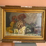 STILL LIFE BOUQUET OF DAHLIAS OIL PAINTING SIGNED MARIUS DALON EARLY 20TH CENTURY