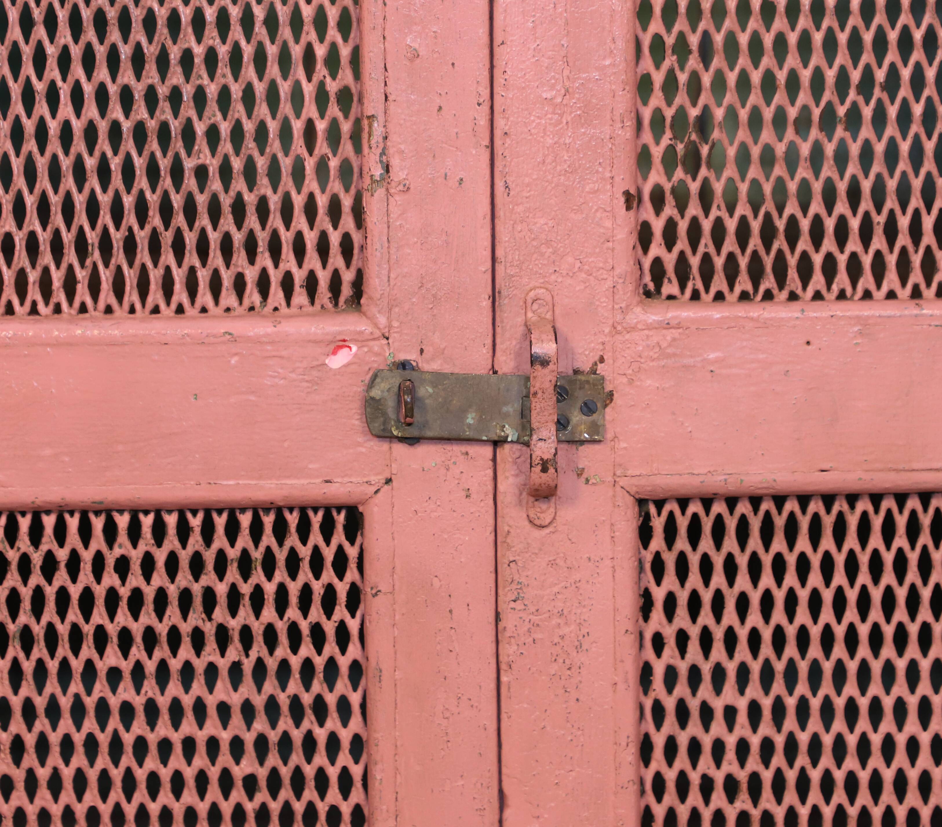 Ancient Burmese teak tribal pantry with original pink patina