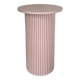 round and fluted bedside table in dusty pink