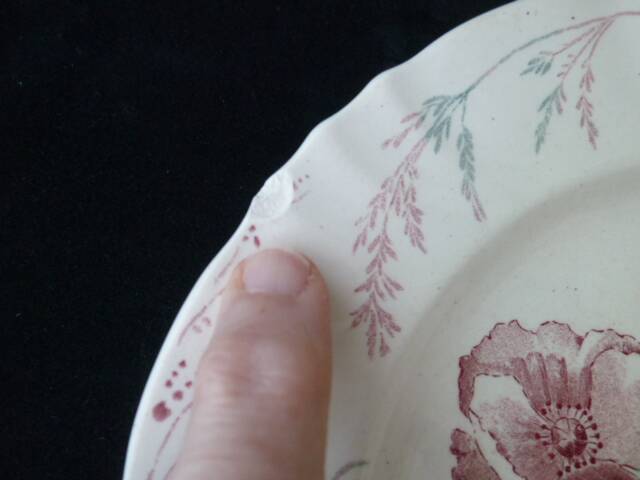 Compote dish, footed bowl Longwy pottery Poppy model