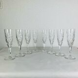8 Chantilly model champagne flutes by Saint Louis, crystal