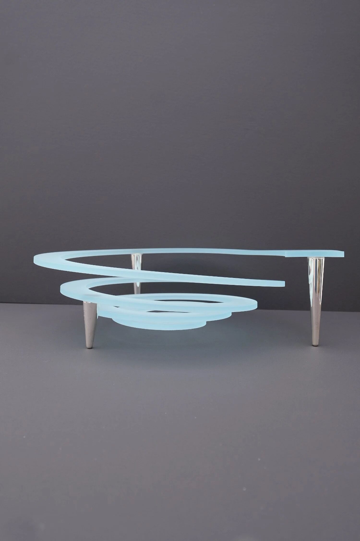 "Spirale" fruit bowl by Giuseppe Rocco for RSVP in glass and silver-plated metal, Italy 1980