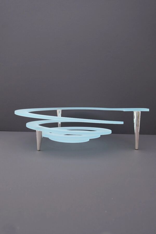 Coupe à fruit ''Spirale'' de Giuseppe Rocco pour RSVP en verre et métal argenté, Italie 1980