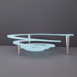 "Spirale" fruit bowl by Giuseppe Rocco for RSVP in glass and silver-plated metal, Italy 1980