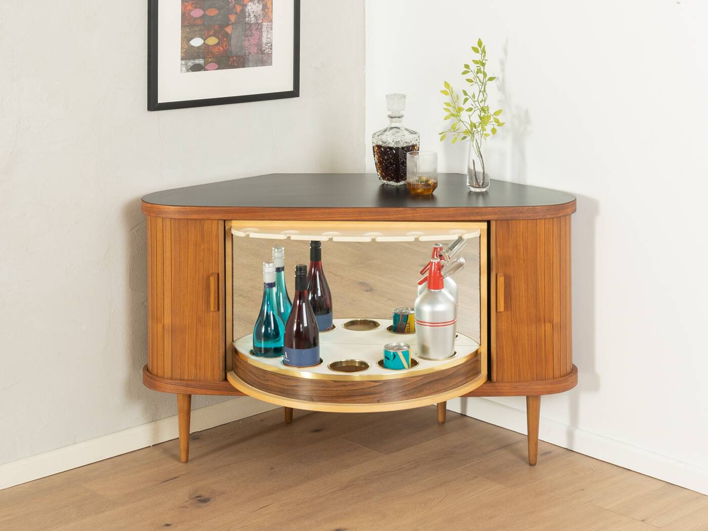 Teak veneer bar cabinet, Germany 1950s