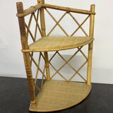 Vintage rattan corner shelf to hang